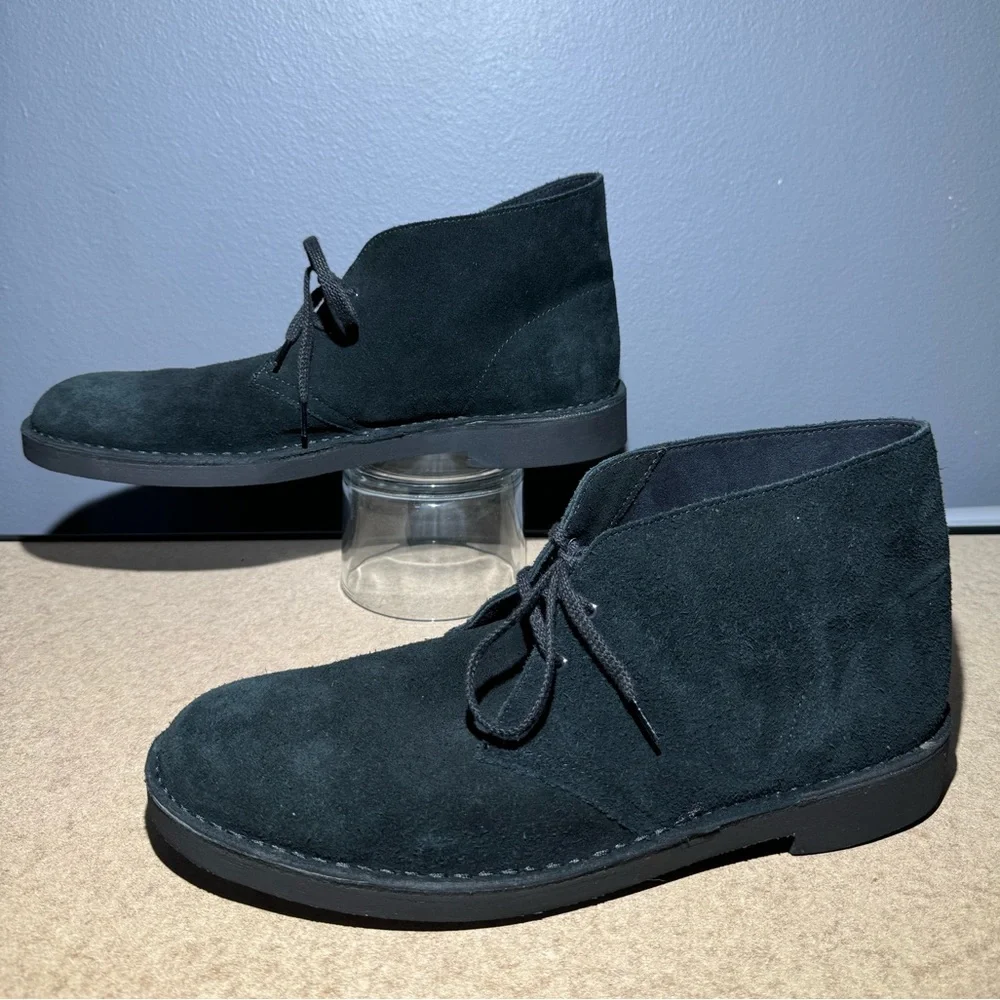Men’s Clarks Bushacre Boots‎ Black Suede Size 12M #15522
